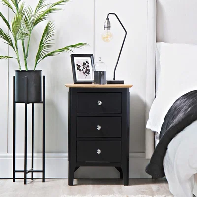 Chiltern Oak Furniture Bergen Black Painted Oak Large Bedside Table