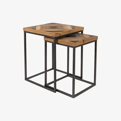 Cuckooland Joy Set of 2 Side Tables in Herringbone Design