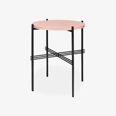 The Conran Shop TS Round Side Table in Vintage Red Glass & Black 40cm