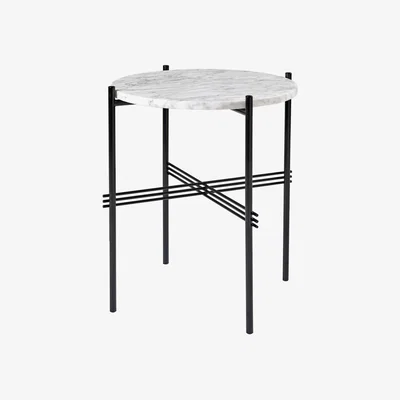 The Conran Shop TS Side Table in White Carrara Marble & Black 40cm