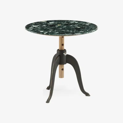 The Conran Shop Exclusive Sidekicks Adjustable Table in Green Terrazzo & White Oiled Oak
