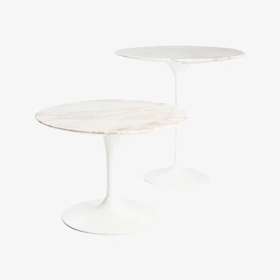 The Conran Shop Tulip Side Table in Satined Arabescato Marble & White 51cm