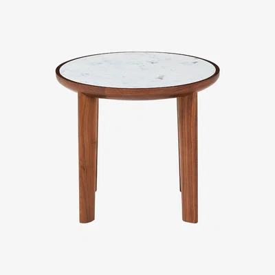 The Conran Shop Hole Side Table in Carrara Marble & Walnut