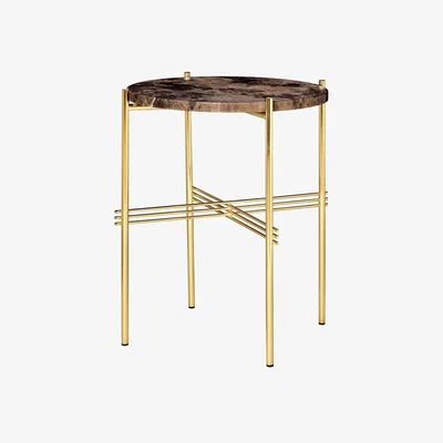 The Conran Shop TS Side Table in Brown Emperador Marble & Brass 40cm