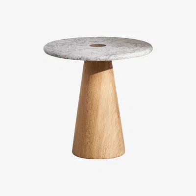 The Conran Shop Small Brimstone Side Table in Carrara Marble & Oak