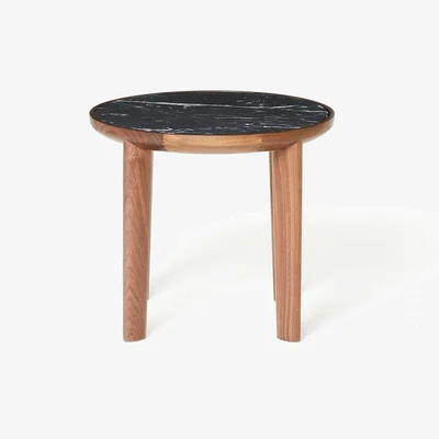 The Conran Shop Hole Side Table Walnut Black Marquina Marble