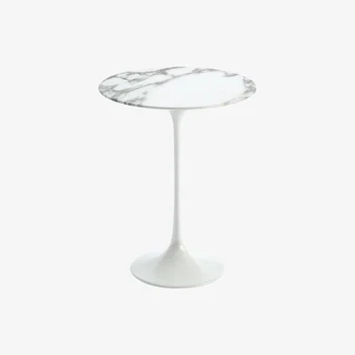 The Conran Shop Tulip Side Table Satin Arabescato Marble & White Base 41cm