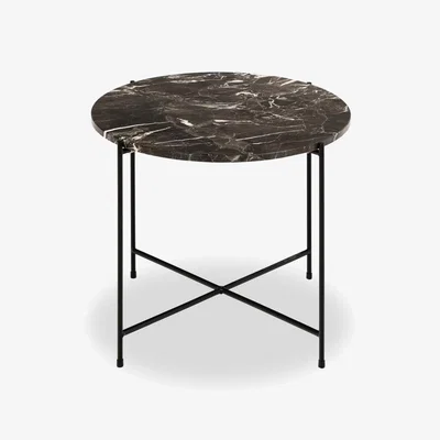 Cult Furniture £10  Off  Avila Large Round Side Table, Brown Marble Size: Large