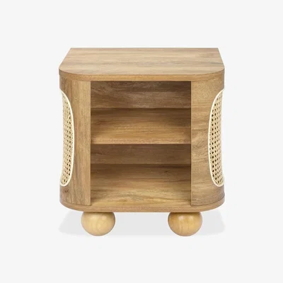 Cult Furniture Una Wooden Side Table, Oak & Cane