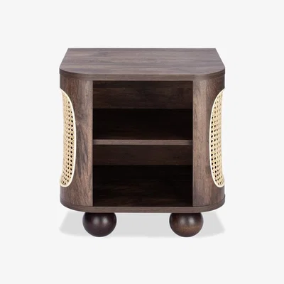 Cult Furniture Una Wooden Side Table , Walnut & Cane