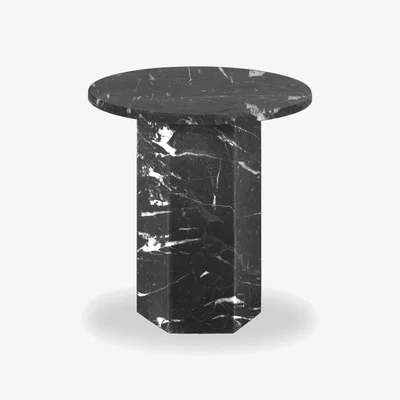 Cult Furniture Naxos Round Side Table, Black Marble