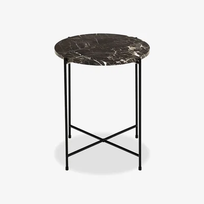 Cult Furniture Avila Round Side Table, Brown Marble