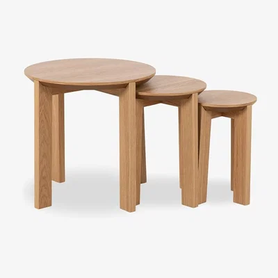 Cult Furniture £30  Off  Maxime Set of 3 Nesting Side Tables, Oak