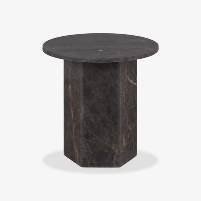 Cult Furniture Naxos Round Side Table, Storm Grey Marble