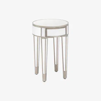 Dunelm Fitzgerald Mirrored Round Side Table Silver