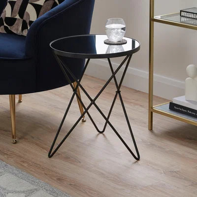 Dunelm Zoey Black Mirror Top Side Table Gold