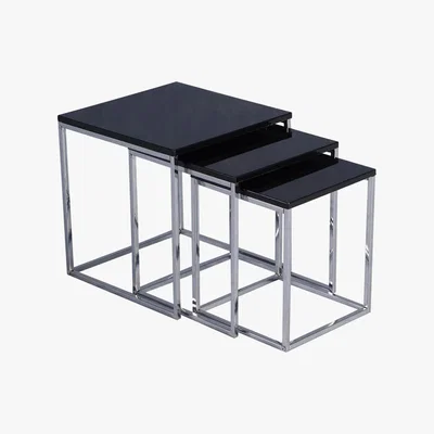Dunelm Charisma Black High Gloss Nest of Tables Black