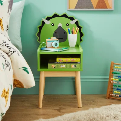 Dunelm Kids Triceratops Bedside Table Green