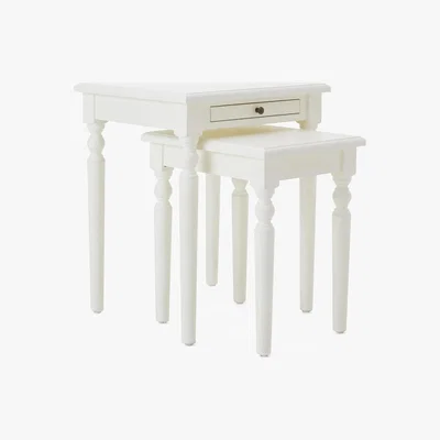 Dunelm Lucy Cane Cream Nest of Tables Cream