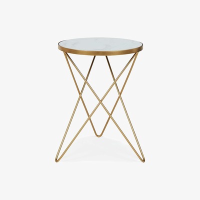 Dunelm Lexi White Marble Effect Side Table White