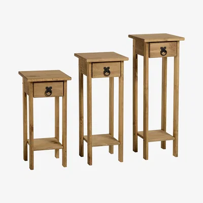 Dunelm Corona Pine Set of 3 Plant Stands Natural