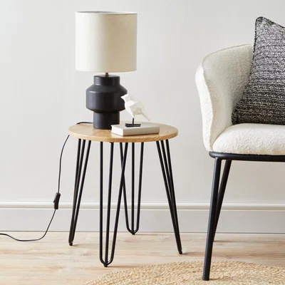 Dunelm Bella Oak Effect Round Side Table Light Oak