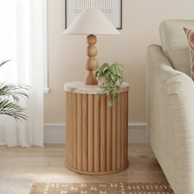 Dunelm Lucin Travertine Side Table