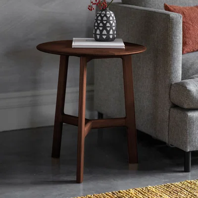 Dunelm Mabie Walnut Round Side Table Brown