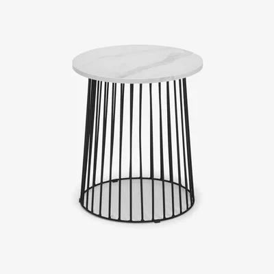 Dunelm Broadway Round White Marble Lamp Table White