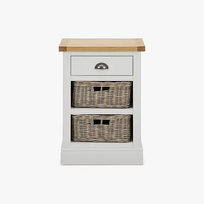 Dunelm Compton Ivory Tall Side Table with Baskets Cream