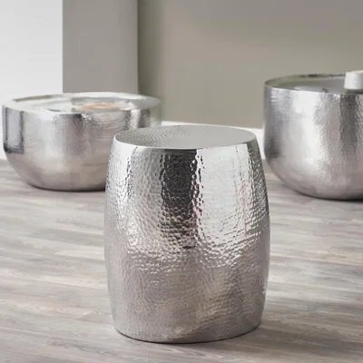 Dunelm Sangli Hammered Metal Side Table Silver