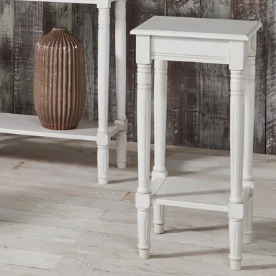 Dunelm Pacific Heritage Square Side Table, Painted Pine White