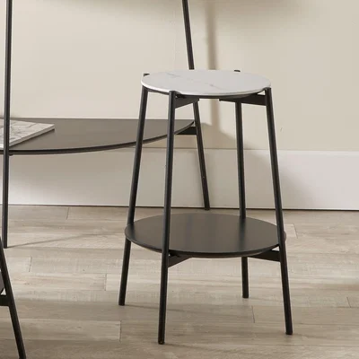 Dunelm Pacific Marchello Side Table, Marble Effect White