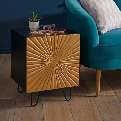 Dunelm Shyla 1 Door Side Table Gold