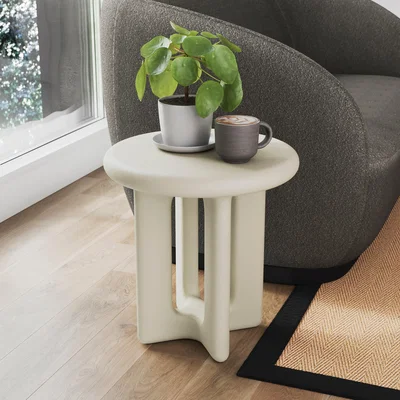Dunelm Rue Concrete Side Table Ivory