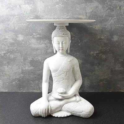 Dunelm Buddha Side Table Off-White