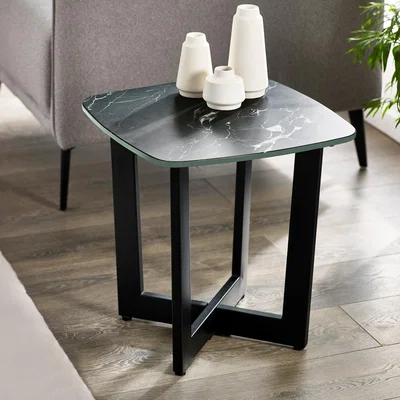 Dunelm Olympus Lamp Table Black Marble