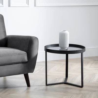 Dunelm Loft Smoked Glass Lamp Table Black