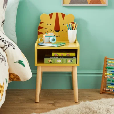 Dunelm Kids Tiger Bedside Table Yellow