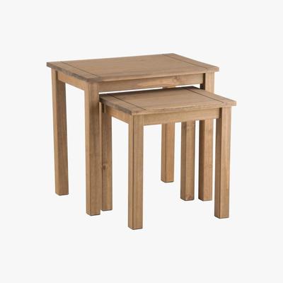 Dunelm Santiago Pine Nest of Tables Natural