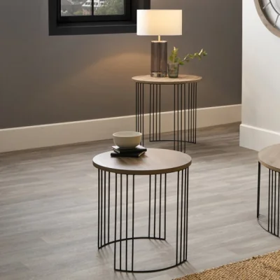 Dunelm Return - Pacific Atri Set of 2 Nest of Side Tables, Light Wood Effect