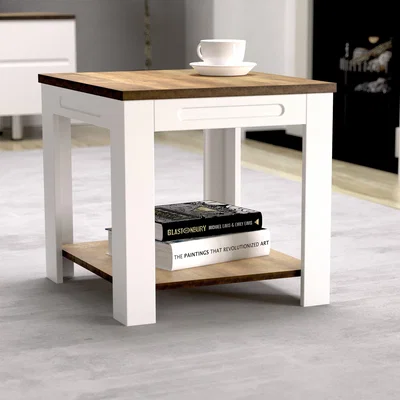 Dunelm White Sands Side Table White/Brown