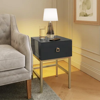 Dunelm Lyra Smart Side Table Onyx Black