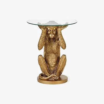 Dunelm Monkey Side Table Gold and Clear