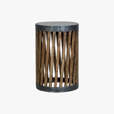 Dunelm Farringdon Acacia Drum Side Table Brown