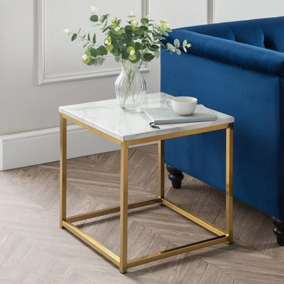 Dunelm Scala Marble Effect Gold Lamp Table Gold