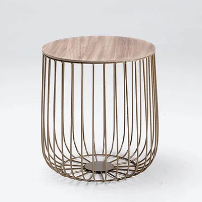 Dunelm Enzo Oak Effect Side Table Gold