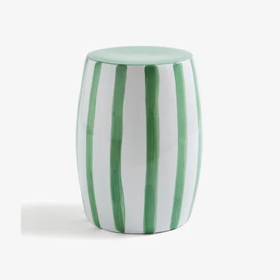 Dunelm Beatrice Striped Ceramic Side Table, Green