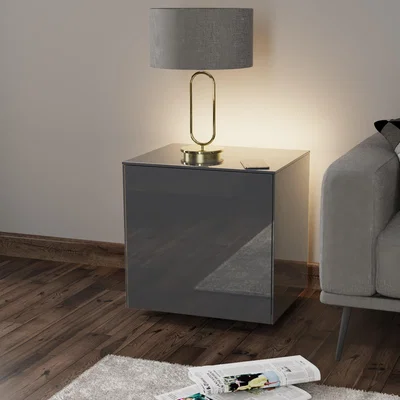 Dunelm Intel LED Grey Lamp Table Grey