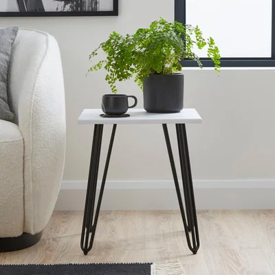 Dunelm Bella Hairpin Leg Side Table White